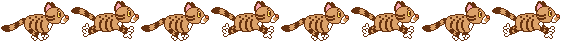 Animated and tiled gif banner of a brown tabby cat running.