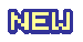 Flashing, animated text that says 'new'